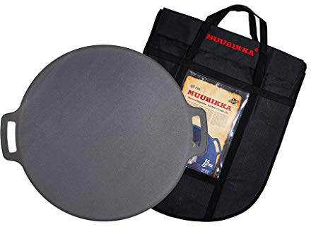 MUURIKKA Grillpanna 58 cm inkl. skyddsväska, utomhuspanna, eldpanna av robust rullstål för lägereld och grill