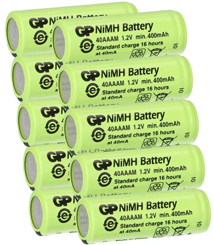 10er Sparset GP Akku 2/3 AAA 1,2V / 400mAh GP40AAAM Micro NiMH Akku Höhe 29,7mm wiederaufladbar (Achtung: 2/3AAA - Keine normalen AAA Akkus)