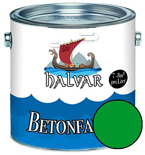 Halvar Betonfarbe/Bodenbeschichtung SEIDENMATT Grün RAL 6000-6037 Fassadenfarbe (1 L, RAL 6037 Reingrün)