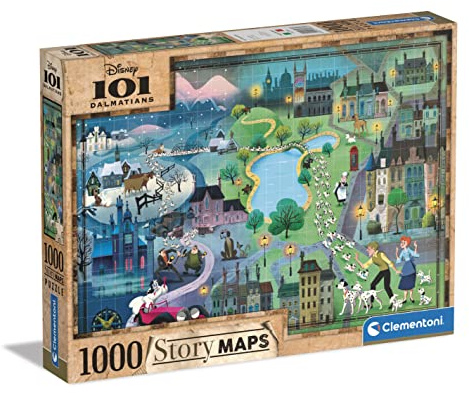 Clementoni - 39665 - Disney Maps - Disney 101 Dalmatians - Puzzle 1000 Teile für Erwachsene und Kinder ab 10 Jahre, herausforderndes Geschicklichkeitsspiel für die ganze Familie