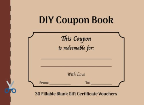 DIY Coupon Book: 30 Fillable Blank Gift Certificate Vouchers – Blank Coupon Booklet for All Occasions – Perfect for Girlfriend, Boyfriend, Her, Him and more! – Cream paper