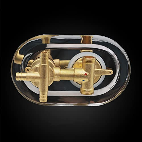 G1/2 2/3/4/5 Sortie Monobloc Salle Douche Inverseur Robinet Panneau Bain Mitigeur Laiton, Cartouche Céramique Vanne Mélangeuse D'eau Froide et Chaude, Distance Centrale 6,5cm (Intubation 3 Voies)