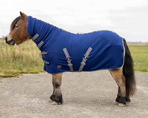 QHP Fleecedecke Abschwitzdecke Shetty Halsteil (75 cm, blau)