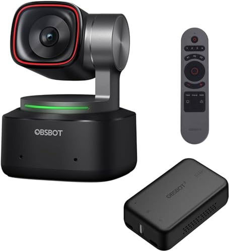 OBSBOT Tiny 2 Bundle Webcam avec Adaptateur UVC HDMI 2.0 & Télécommande Intelligente, Webcam 4K avec Suivi IA Multi-Mode & Autofocus, Contrôle Vocal, Capteur 1/1,5, Contrôle Gestuel, Correction HDR d