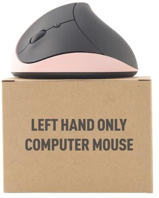 Urby Left Handed Mouse Wireless, Ergonomic, Vertical. Also As Left Handed Gaming Mouse. Compatible with Windows/macOS/iPadOS, Laptop, PC. [Battery Included] (Pink)