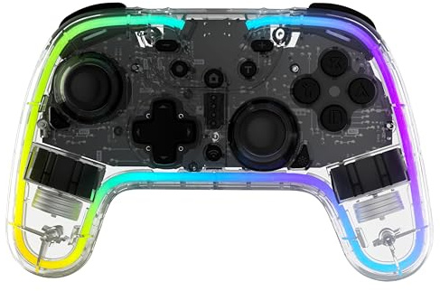 snakebyte GAMEPAD RGB S - Wireless Controller kompatibel mit Nintendo Switch 2, Switch, Switch Lite & OLED, präzise Hall-Effect-Sensoren, Audioanschluss, RGB-Beleuchtung, Schnellladung