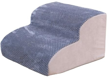 kowaku 2 Stufen Hundetreppe Innenrampe -Welpentreppe Katzenleiter für Autosofa Heimbett, grau