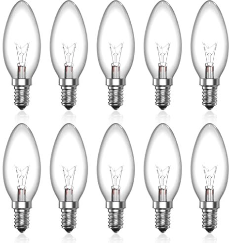 Luxvista E14 Lampadine a candela 42W Dimmerabili Bianco Caldo 2600K AC 220V-240V Vetro Chiaro Lampadina Tradizionale，10-confezioni