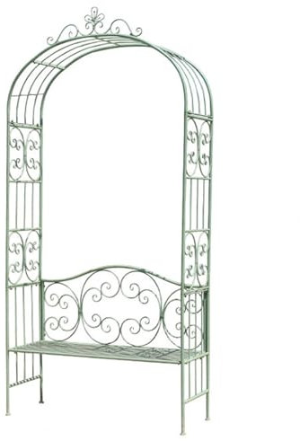 Arche De Tonnelle Moderne, Arche De Jardin avec Banc, Arche en Métal Toutes Saisons pour Plantes Grimpantes, Décoration De Jardin Extérieur, Pelouse, Arrière-Cour