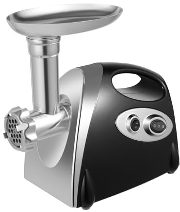 Tritacarne elettrico 4-IN-1, 800 W, carne macinata con 3 piastre abrasive in acciaio inox, motore per levigatura rapida e fine, avanzamento e ritorno