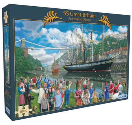 Gibsons SS Great Britain An Imagined Odyssey 1000 Piece Jigsaw Puzzle for Adults - Challenging Historic Bristol Ship Landmarks Scene Sustainable Cardboard Eco-Friendly Great Gift Gibsons Games