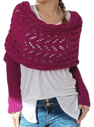 Warehouse Deal retourenware Gestrickter Zopfmusterschal,Damenschal Gestrickter Pulloverschal Zopfmusterschal mit Ärmeln Damen Wickelpullover Schal Mit Outlet Angebote