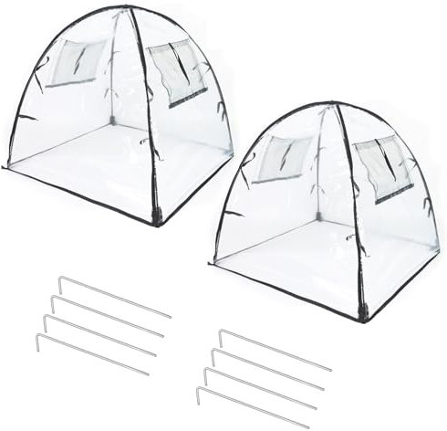 Yabound Pop Up Gewächshaus, 2er Pack Transparentes Foliengewächshaus mit Reißverschluss Tür, Pflanzenzelt Winterschutz Frostschutz, Mini Gewächshaus Überwinterungszelt für Pflanzen, 71 x 71 x 75 cm