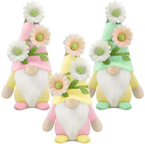 Gehydy dekoration vår tomte figurer set om 3 vårdekoration påsktomte dekoration påsk tillbehör för hem kök 19 cm
