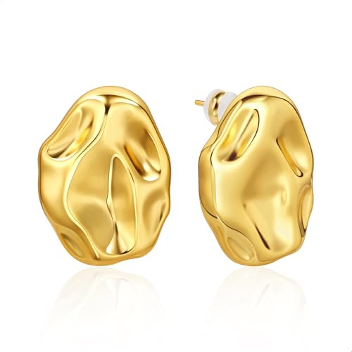 ALEXCRAFT Statement Earrings Dangly Rectangle Gold Studs Earrings Chunky Gold Earrings For Women Gifts For Birthday