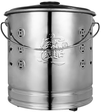 Verbrennungstonne, Edelstahl Verbrennungsfass, Ausgehöhlter Brennkäfig mit Deckel und Griff, für Draußen Zum Verbrennen von Müll, Müllverbrennungsbehälter(Medium)