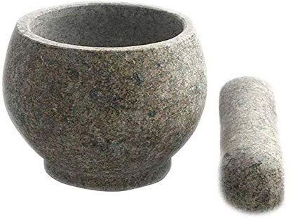 GAJYFCL Ensemble de mortier et Pilon en Pierre de Granit Lourde Non polie, Anti-Rayures, Aspect Organique, mortier et Pilon
