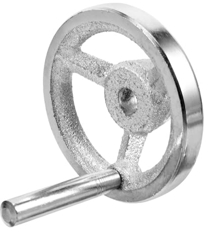 Didiseaon Cast Iron Handwheel for Milling Machine 10x80mm Square Keyed Hand Crank with M6 Fixed Handle Chrome-Plated Lathe Handwheel Replacement for Industrial Machines