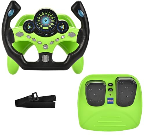 RedCrab Volante Giocattolo per Auto con Pedale del Freno e Dell'acceleratore, 360° Simulatore di Guida Bambini con Funzioni Luminose e Sonore, Regalo Educativo Precoce per Bambini