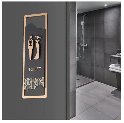 QWWQYDY Segnali per Toilette Cartello for WC Adesivo Unisex for Bagno Adesivo for Bagno Cartello for Bagno for attività Commerciale Bar Casa Bar Porta o Parete Pubblica