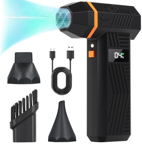 Longzhuo Polvere ad aria compressa elettrica per PC, 120000 RPM polvere per pulizia a 4 marce Turbofan soffiatore di polvere per Comtuper, tastiera, auto, pulizia domestica (Arancione)