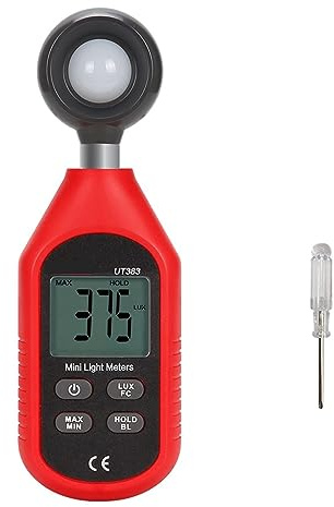 Handheld Light Meter, Light Meter 200,000 LUX Digital Luxmeter Luminance Lux Fc Test Max Min Illuminometers Photometer(383BT)