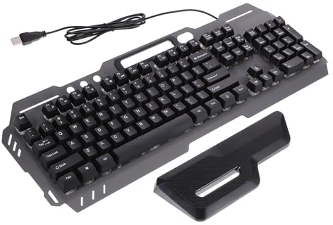 Angoily Clavier Filaire Rétroéclairé 104 Touches, Design Complet Repose-Poignet, Étanche ABS Noir, pour Bureau et Maison