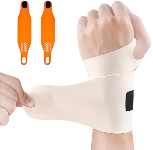 2PCS Ulnar Wrist Brace for Right & Left Hand, Ultra-Thin Elastic Wrist Wrap Compression for TFCC Tear and Repetitive Wrist Use Injury, Wrist Support for Carpal Tunnel, Tendonitis, Pain Relief (Skin)