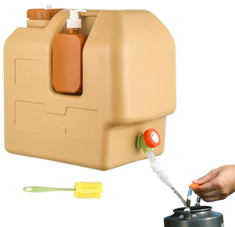 Contenedor de agua para camping, tanque de almacenamiento de 20 L, jarra de almacenamiento de agua para camping con espiga, para senderismo, pesca, viajes, supervivencia, mochileros, viajes urgentes