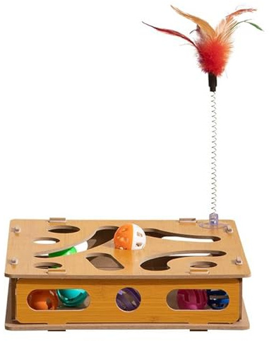 Teksome Caisse De Jeu Griffoir pour Chat,Jouet Lime-Griffes pour Chaton - Boîte de Jeu Anti-Ennui pour Éviter l'Ennui des Chats,pour Exercice Intérieur Extérieur Anti Ennui