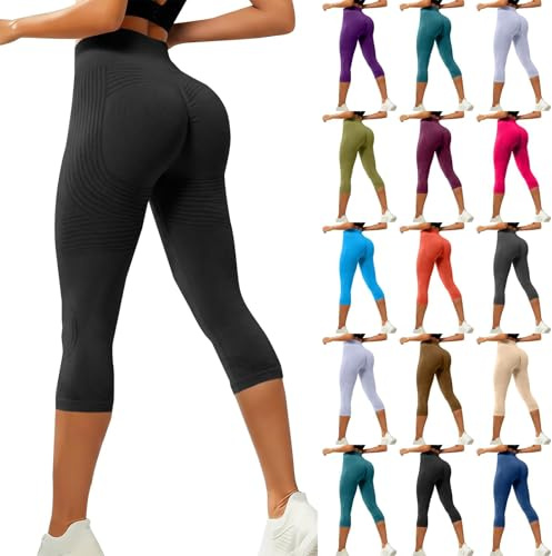 3/4 Leggings Anticelulitico Mujer,Capri 3D Anticelulitis Mujer Push Up, Leggins de Celulitis Compresión, Lipedema Mallas Adelgazante Anti Cellulite Leggings para Yoga y Fitness