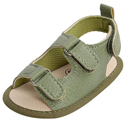 Generico Sandali Antiscivolo Morbidi per Bambini Prewalker Suola Piatta in Gomma Scarpe da Passeggio Ragazza Neonato (Green, 0-6 Months)