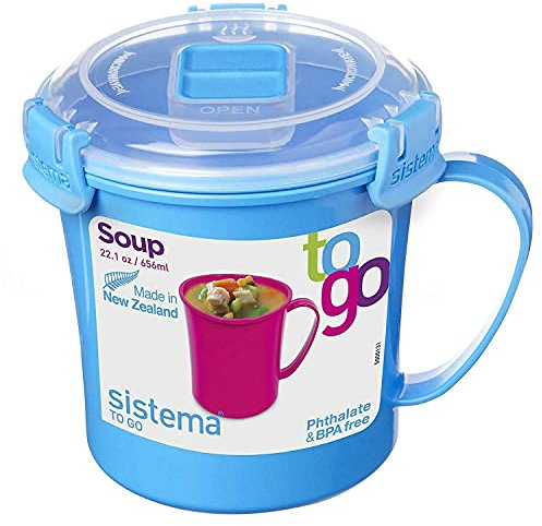 Sistema Microwave Medium Soup Mug | Microwave Food Container | 656 ml | BPA-Free | Minty Teal