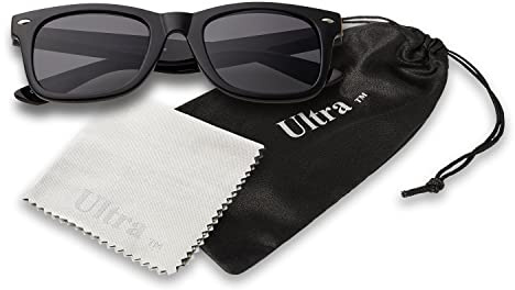 Ultra Kids Sunglasses UV400 Protection - Classic Retro Style for Boys & Girls, Ages 3-8, Lightweight Durable Shades - Black