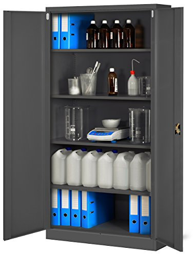 Jan Nowak Aktenschrank C001H Büroschrank Metallschrank Stahlschrank Werkzeugschrank Stahlblech Pulverbeschichtet Flügeltürschrank Abschließbar 195 cm x 90 cm x 40 cm (anthrazit/anthrazit)