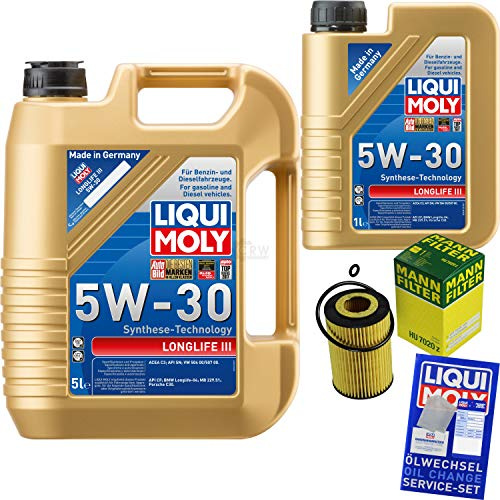 Filter Set Inspektionspaket 6 Liter Liqui Moly Motoröl Longlife III 5W-30 MANN-FILTER Ölfilter