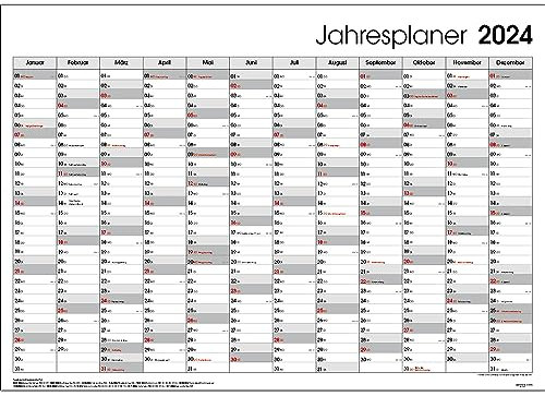 5x 2024 Kalender Poster Grau DIN A1 Jahresplaner Wandplaner Wandkalender 2024 gefalzt Wandkalender 2024 / Wandplaner Posterkalender Jahresplaner Jahresübersicht