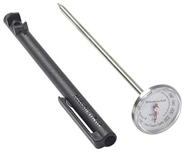 KitchenAid KQ901 Instant Read Food Thermometer for Kitchen or Grill, Temperature Range: 20F to 220F, 1 inch dial, Black