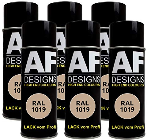 Alex Flittner Designs Lot de 6 bombes de peinture pour voiture RAL 1019 gris beige mat mat