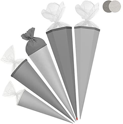 alles-meine.de GmbH Schultüte - Rohling - GRAU/mittel - dunkel - 35-100 cm - freie Farb- und Größenwahl - freie Farb- und Größenwahl - rund - Tüllabschluß - mit/ohne Kunsts..