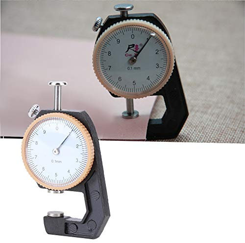 Spessimetro 0 A 10 Mm, Misuratore di Spessore Con Quadrante Rotondo Portatile, Quadrante per Misuratore di Spessore A Testa Piatta per Bordo in Pelle di Gioielli(Flat Head)