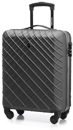 WITTCHEN Reisekoffer Handgepäck Kabinengepäck Rollkoffer Hartschale aus ABS mit 4 Spiner Rollen Zahlenschloss Teleskopgriff Classic line Größe M Schwarz
