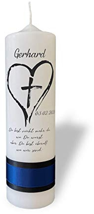 Trauerkerze mit Kreuz und Herz