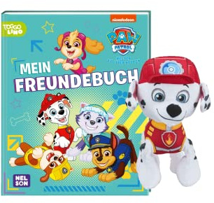 Buchspielbox PAW Patrol - Mein Freundebuch (Kindergarten) + Plüsch-Tier | Eintragbuch zum Film | ab 3 Jahren
