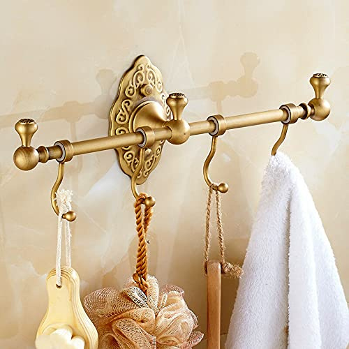 FLYHERO Chrome Towel Bar Single Towel Bar with 4 Hooks Crystal Bathroom Towel Racks Wall Mounted with Smooth Surface Ideal Organizer for Bathrooms, Bedrooms, Kitchens etc