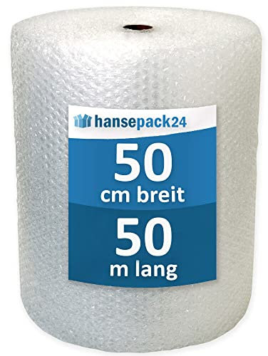 1 Rolle Luftpolsterfolie 60 my 50cm x 50m Versandfolie Verpackungsmaterial für Versand und Umzug Bubble Wrap