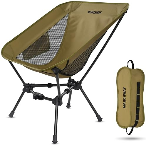 MARCHWAY Lightweight Folding Camping Chair, Compact Stable, Holds 330 lbs
