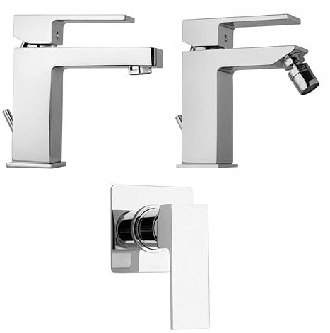 Kiamami Valentina - Kit de Robinetterie finition Chromée Mélangeur Bidet, Lavabo, Douche
