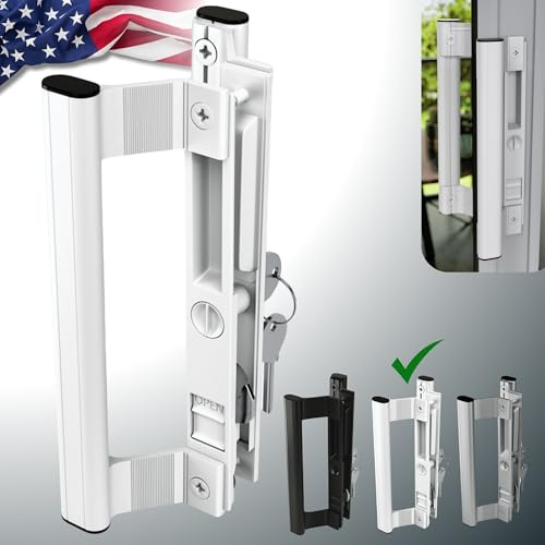 T-HAKEN Repuesto de puerta corredera de vidrio con manijas en ambos lados, 6-5/8 color blanco. Juego de manijas de puerta de patio de 1 pulgada a 1-1/8 pulgadas. Grueso utilizado tanto en zurdos como