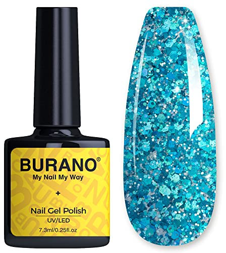 BURANO Glitter UV-Nagellack Mit Holografischem Effekt - Shimmer Nagelgel, Einweichen Erforderlich, Kein Chip Polish (LP5)